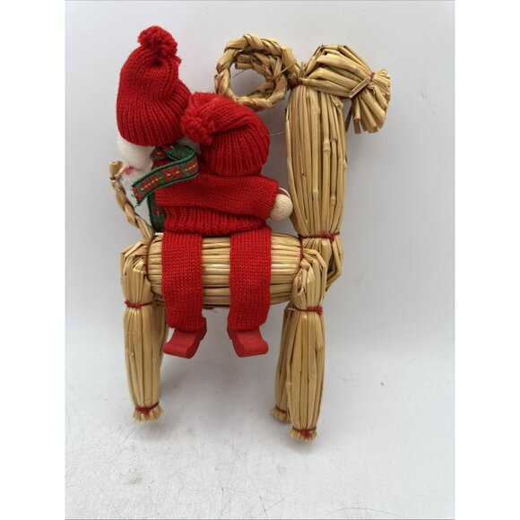 Straw Swedish Goat Julbock Yule Sweden Julgoat With Children Christmas Holiday - Picture 3 of 7